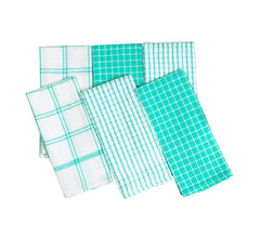 Pixel Home Cotton Multi-Purpose Terry & Waffle Dish Cloths Kitchen Wiping Cleaning Towel 300 Gsm -Set Of 6 (Green)