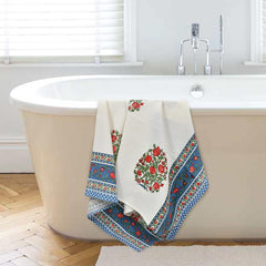 Mafatlal 100% Cotton Waffle Towel Large Size 200 Gsm | Light Weight, Quick Dry, Hand Printed, Floral Designs & Craft, Super Absorbent Towel (Madhuban Collection)