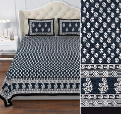 Printed Cotton Double Bedsheet For King Size With 2 Pillow Covers (95 X 108 Inches) Black & White | 280 Thread Count - Pure Cotton Natural Fabric & Skin-Safe | Extra Soft & Wrinkle Free