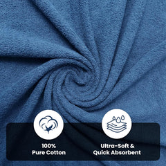 Absorb Pro Microfiber 100% Cotton Bath Towel 600 Gsm | Ultra Soft, Highly Absorbent, Quick Drying Large Size Bath Towels For Men & Women (Navy Blue)