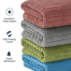 Urbanleaf Stripe Microfiber Hand Towels 340 Gsm | Gym & Workout Towels | Pack Of 4 (Multicolor 1)
