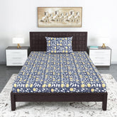 1 Single Bedsheet With 1 Pillow Cover - 57 X 87 Inches, Blue | Skin Friendly Fabric For Everyday Use - Soft, Breathable & Comfortable Sleeping
