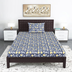 1 Single Bedsheet With 1 Pillow Cover - 57 X 87 Inches, Blue | Skin Friendly Fabric For Everyday Use - Soft, Breathable & Comfortable Sleeping