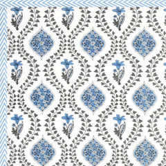 Cotton Single Bedsheet For Single Bed With 1 Pillow Cover - 60 X 90 Inches, White & Blue | 240 Thread Count - Breathable & Lightweight | Perfect For All-Season Use