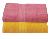 RD Trend 100% Cotton Bath Towels 1000 Gsm | Soft & Absorbent Bath Towel For Men, Women Urban Comfort (Pink & Yellow) - 2 Pcs