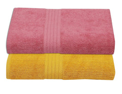 RD Trend 100% Cotton Bath Towels 1000 Gsm | Soft & Absorbent Bath Towel For Men, Women Urban Comfort (Pink & Yellow) - 2 Pcs