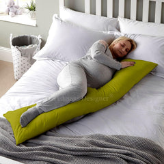 Full Body Pillow, For Back Support, Cotton Soft Side Sleeper Pillow With Cover, Green - 18 X 54 Inch | Cuddle, Hug Long Takiya With Microfiber Filling Adjustable Pillow - Pack Of 1
