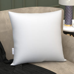 Microfiber Square Soft Pillow Cushion For Sofa & Bed, White - 24 X 24 Inch | Fluffy Pillow For Comfort & Back Support | Hypoallergenic, Washable, Hypoallergenic, White Cover - Pack Of 1