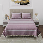 100% Cotton Double Bedsheet With Two Pillow Cover - Queen Size 90 X 100 Inches, Dusty Lavender | Handloom Cotton Bedsheets For Double Bed | All Season Comfort