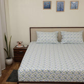 Printed Double Bed Sheet Include Pillow Covers - Size-90 X 100 Inches, White | Vibrant Colors & Soft Texture Wash After Wash