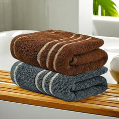 Kuber Industries Soft Cotton Face Towels 400 Gsm | For Men & Women Easily Washable Pocket Towels & Workout Gym - Dark Grey & Brown (Pack Of 2)