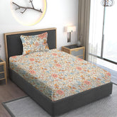 Floral Printed Single Bedsheet Size With 1 Pillow Cover - 60 X 90 Inches, Multicolor | Cotton Wrinkle Free Soft, Breathable | Durable & Long-Lasting
