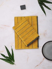Spaces 100% Cotton Hand Towel 400 Gsm | High Loft Ribbed Texture High Absorbency Hand Towel -Mustard