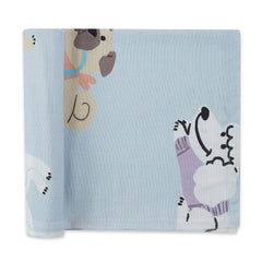 Haus & Kinder Babies Bath Towel 300 Gsm | Baby Bath Towel Cotton Baby Bath Towel Soft Towels Pawsome (Blue)