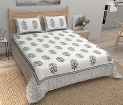 100% Cotton Jaipuri Bedsheet For King Size (90 X 103 Inches, Cream & Brown) With 2 Pillow Covers | Perfect For Everyday Use, Guest Rooms, Or Gifting On Special Occasions