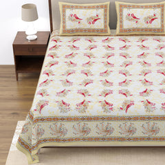 Cotton Queen Size Bedsheet For Double Bed With 2 Pillow Covers | 90 X 108 Inches, Yellow & Pink | Cotton Bedsheet Is Suitable For All Seasons | Ultra-Soft, Skin-Safe & Breathable Fabric