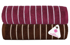 Casa Copenhagen Designed In Denmark Estatic Super Soft 2 Pieces 100% Cotton Large Bath Towel 525 Gsm - Toffee & Burgundy