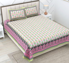Suitable For King Size Bedsheet With 2 Pillow Cover - 90 X 108 Inches, Pink & Yellow | Soft, Breathable & Skin-Friendly Feel For Year-Round Comfort