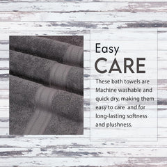 Ambra Linens Highly Absorbent Towels Set 500 Gsm | 100% Cotton Soft And Plush All Seasons Use Large Everyday Use, Durable (2 Pieces) | Solid Grey
