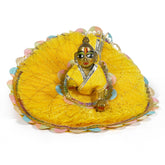 Laddu Bal Gopal Idol - Little Krishna Idol, Golden, Brass Idol, Small Size, Makhan Chor Idol - Kanha Ji Ki Murti For Pooja Room, Golden Handmade Statue | All Occasion, Thakur Ji Idol