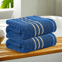 Kuber Industries Soft Cotton Face Towel 300 Gsm | Easily Washable Face Towels (Dark Blue) - Pack Of 2