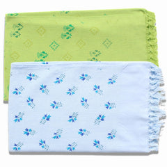 100% Printed Thin Towel 700 Gsm | Quick Dry & High Absorbent Thorthu Bath Cotton Towels (Green & Blue) - Set Of 2