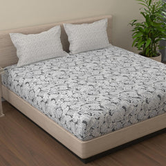 Bedsheet For Queen Size - 88 X 96 Inches, With 2 Pillow Covers, Grey & White | Ideal For Daily Use & Gifting Bedsheet | Designer Printed Bedsheet Set