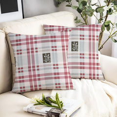 Microfiber Square Pillow Cushion For Sofa & Bed, Maroon & Black - 16 X 16 Inch | Fluffy For Comfort & Back Support | Premium Cotton Cushion Cover With Zip, Neck Support - Set Of 2