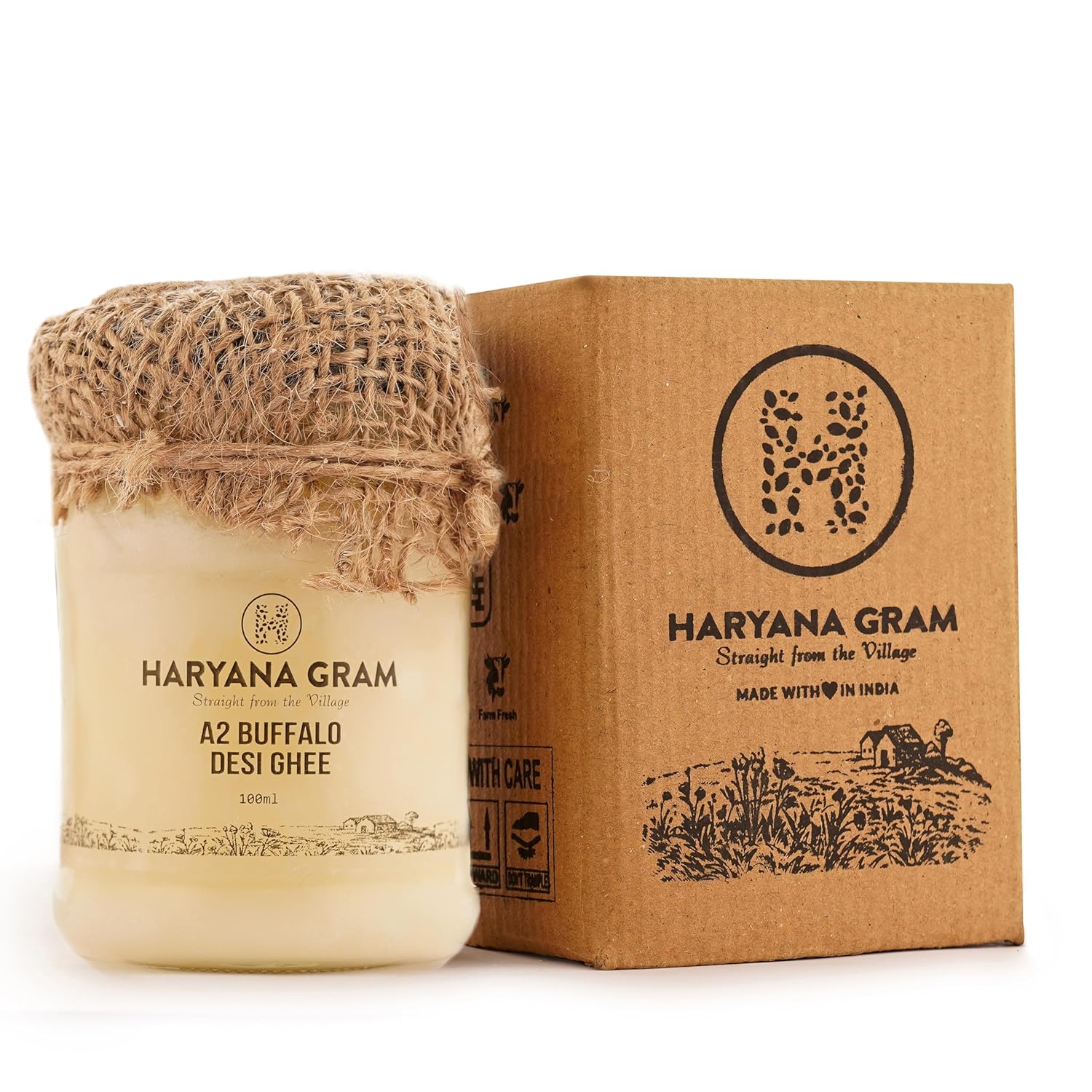 Pure A2 Buffalo Desi Ghee By Haryana Gram | Rich In Vitamin A, D & Minerals Healthy Desi Ghee Good For Bones Health | (100ml) 3.3 Ounce | Jar Pack Pure A2 Buffalo Desi Ghee By Haryana Gram | Rich In Vitamin A, D & Minerals Healthy Desi Ghee Good For Bones Health | (100ml) 3.3 Ounce | Jar Pack