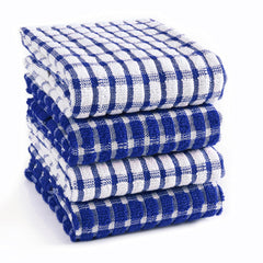 Texstyle Kitchen Cleaning Towel 400 Gsm | Soft & Absorbent Hand Towel For Kitchen Cleaning & Quick Drying Of Plates & Glasses (Blue) - Set Of 4