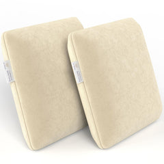 Memory Foam Square Cushion Pillow, For Car, Sofa & Diwan, Bed, Chair, Cream - 12 X 12 X 4 Inch | Highly Durable, Hypoallergenic, Velvet Cover, Furniture Cushion, Multipurpose Use - Pack Of 2