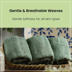 Mush 100% Bamboo Face Towel 500 Gsm | Ultra Soft, Absorbent, & Quick Dry Towels For Facewash, Gym, Travel | Pack Of 3 (Olive Green)