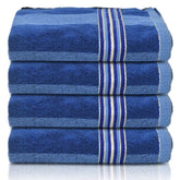 Kuber Industries Lining Design Soft Cotton Bath Towel 200 Gsm | Pack Of 4 (Blue)