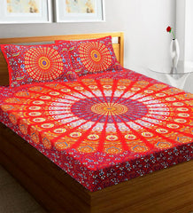 Suitable For King Size Bedsheet With 2 Pillow Cover - 90 X 100 Inches, Red | Soft, Breathable & Skin-Friendly Feel For Year-Round Comfort