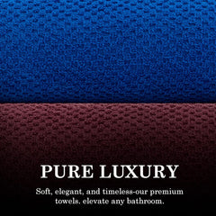 Casa Copenhagen Designed In Denmark Popcorn Super Soft 2 Pieces 100% Cotton Large Bath Towel 525 Gsm - Burgundy & Electric