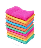 Space Fly Cotton Plain High Absorbent Hand Towels 1000 Gsm | For Wash Basin, Kitchen Hand Towel & Face Towel For Women | Set Of 10 (Multi Colour)