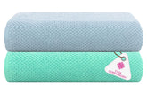 Casa Copenhagen Designed In Denmark Popcorn Super Soft 2 Pieces 100% Cotton Large Bath Towel 525 Gsm - Dusty Blue & Aqua Blue