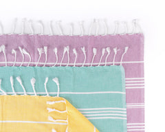 Haber Premium Basic Large Size 100% Cotton Towel 900 Gsm | Soft, Absorbent & Comfortable Quick Dry Bath Towels - Plum, Yellow & Mint (3 Pcs)