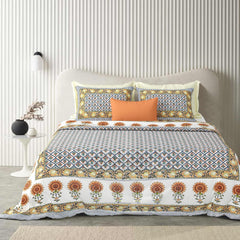 Printed Cotton Double Bedsheet For King Size With 2 Pillow Covers (90 X 108 Inches) Multicolor | 200 Thread Count - Pure Cotton Natural Fabric & Skin-Safe