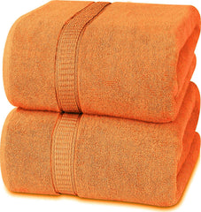 Rewop Microfiber Bath Towels 1200 Gsm | Large Size-Super Soft Coral Fleece Bathing Towel With Hook Quick Dry Super Absorbent-Bath Towel For Men & Women (Orange)- Pack Of 2