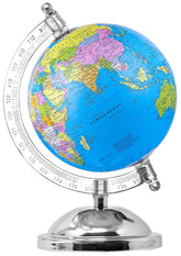 Educational Globe - 7 Inches Height Metal Base World Globe For Home & Office Decor & Gifting, Show Piece, Blue, Pack Of 1