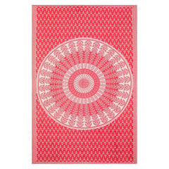 Traditional Jaipuri Single Bedsheet With 1 Pillow Cover - 56 X 86 Inches, Pink & White | Good Gifting Idea For Diwali | Skin Friendly Fabric With Vibrant Colors