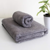 Heelium Bamboo Towel Bath & Hand Towel 700 Gsm | Soft, High Absorbency & Antibacterial Towels (Grey) - Pack Of 2