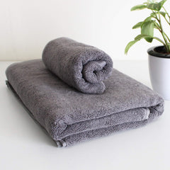 Heelium Bamboo Towel Bath & Hand Towel 700 Gsm | Soft, High Absorbency & Antibacterial Towels (Grey) - Pack Of 2