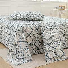 Bedsheet For Double Bed Cotton With 2 Pillow Covers, Dark Teal & Grey - Queen Size 88 X 100 Inches | 190 Thread Count - Ideal For Festive Occasions