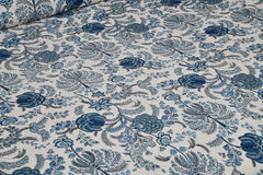 Jaipuri Bedsheet For Double Bed With 2 Pillow Covers - 90 X 108 Inches, Beige & Blue | Pure Cotton Bedsheet King Size Bed | Soft & Breathable Fabric