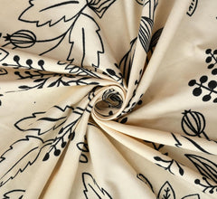 Elastic Fitted Bedsheet For King Size Double Bed With 2 Matching Pillow Covers - 72x78x8 Inches, Cream | Coordinated Print Design Bedsheet | 210 Thread Count