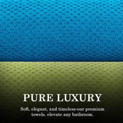 Casa Copenhagen Designed In Denmark Popcorn Super Soft 2 Pieces 100% Cotton Large Bath Towel 525 Gsm - Teal Blue & Lime Green