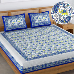 1 Double Bedsheet With 2 Pillow Covers - 83 X 94 Inches, Multicolor | Elephant Printed Jaipuri Bedsheet - Long Lasting & Soft 120 Thread Count Bedsheet