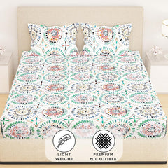 All Around Elastic Fitted Bedsheet With 2 Matching Pillow Covers - 60 X 72 Inches, Multicolor | Long Lasting Use & Everyday Luxury | Ideal For All Seasons